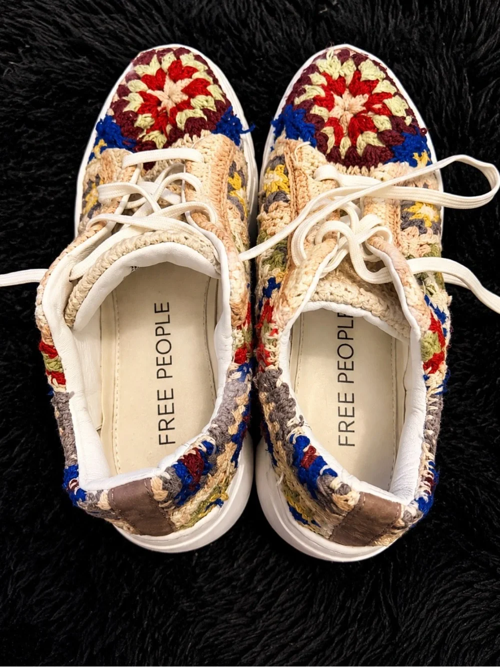 Free People Crochet Platform Sneakers in Multicolor women’s 7